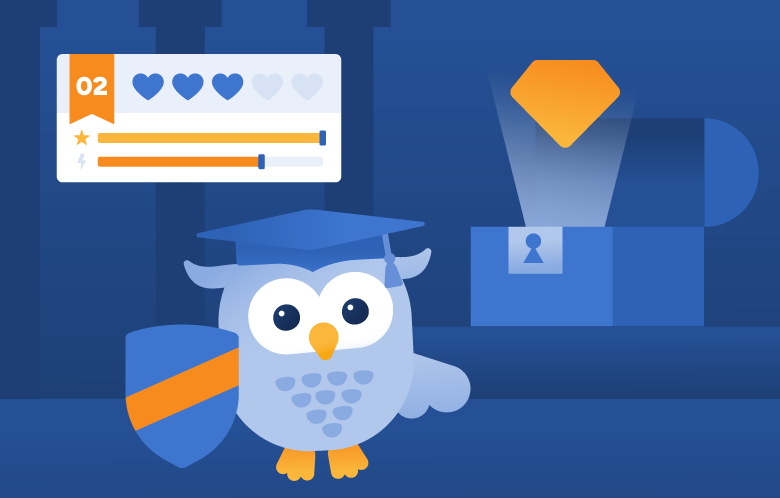Ebby opening a chest with a gem
