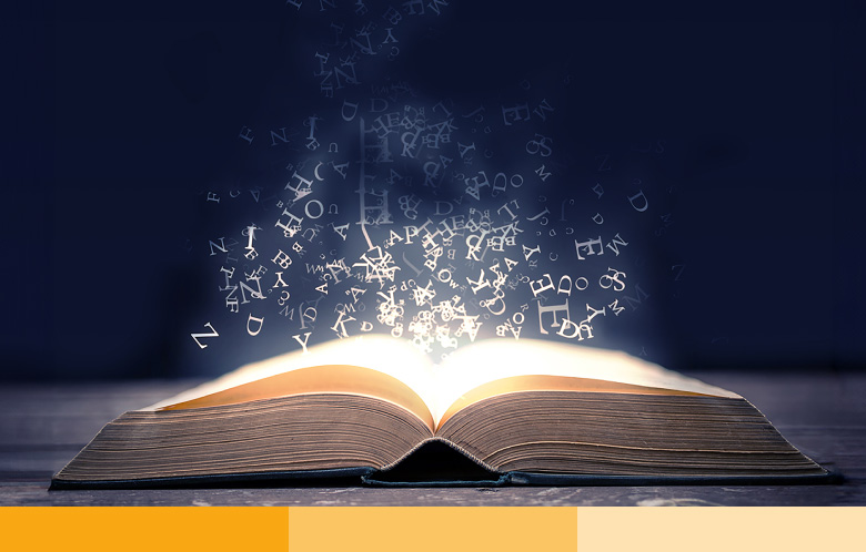 Open book with letters 