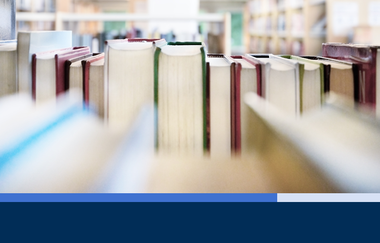 image of books on a bookcase in a library