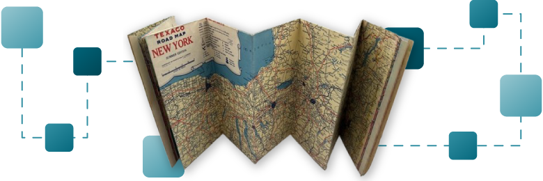 old map with squares and dashed lines