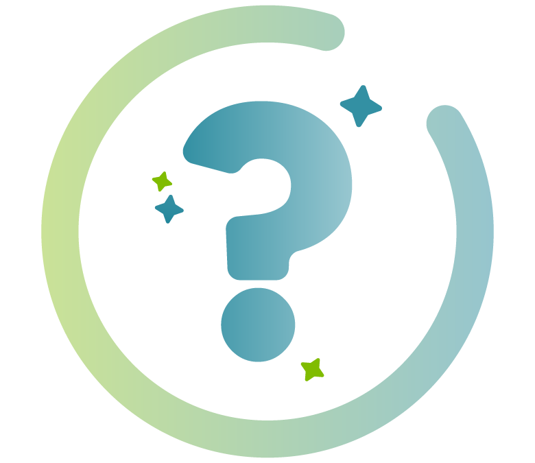 illustration of question mark with stars and circle gradient pattern