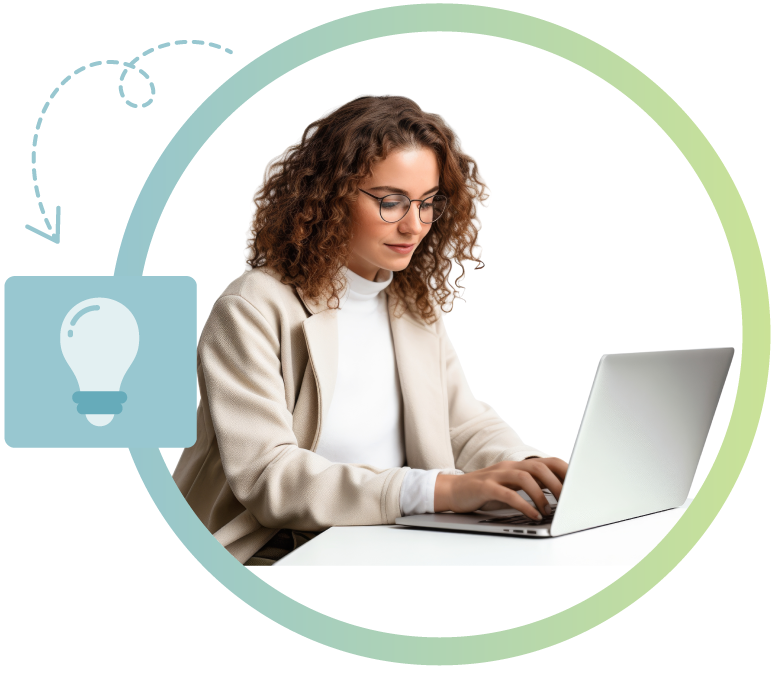 librarian typing on a laptop