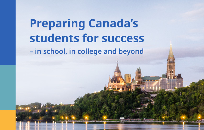 pond and cityscape in Canada 