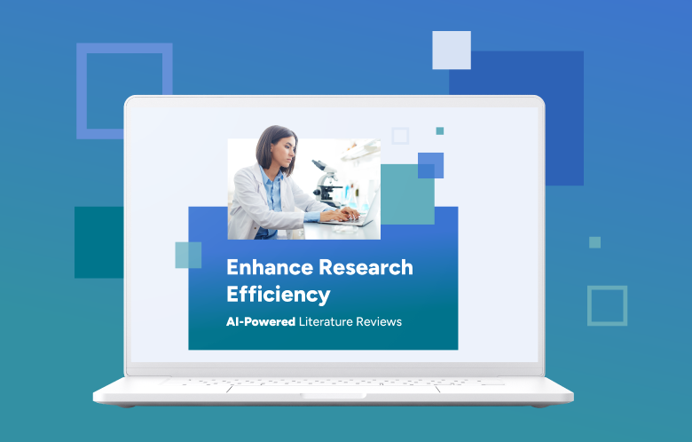 Page one of Guide to AI-Powered Literature Reviews on a laptop