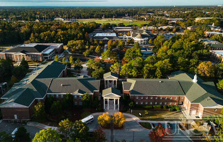 aerial view of University of North Carolina Wilmington campus