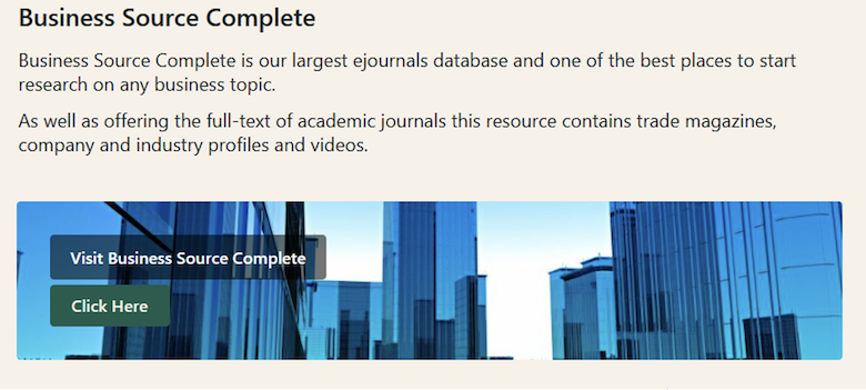 a screenshot of Business Source Complete at Regents 