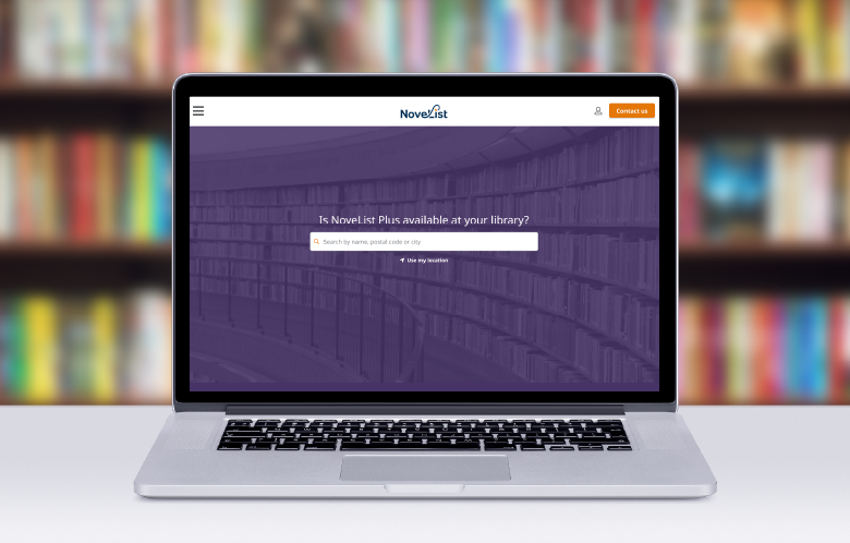 Screenshot of NoveList search bar in laptop in library
