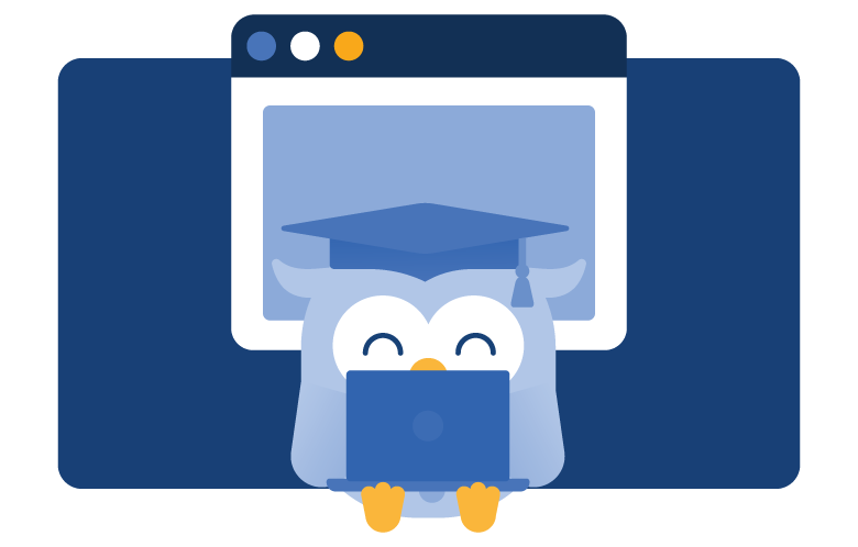 Ebby holding a laptop in front of a large web browser