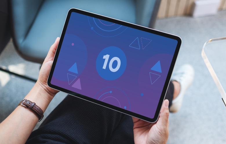 10 icon with triangle and circle shapes
