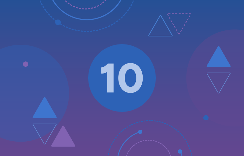 10 icon with triangle and circle shapes