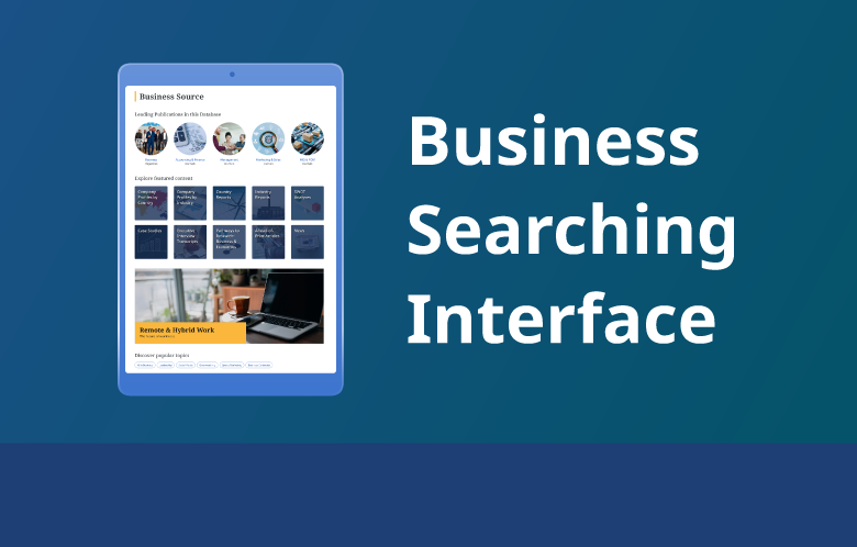 Business Searching Interface and screenshot in a tablet