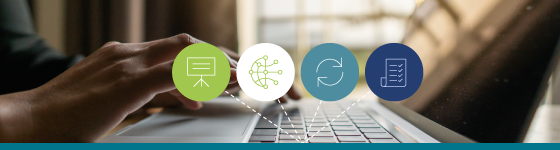 laptop with icons overlay