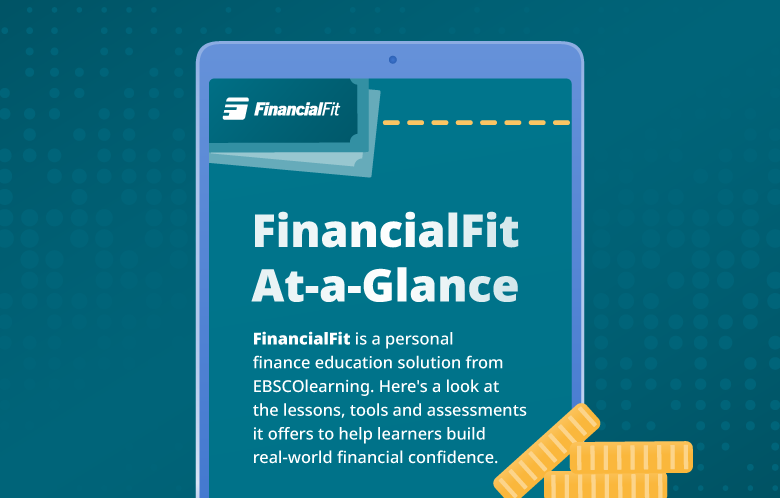 FinancialFit At-a-Glance infographic in tablet with coin