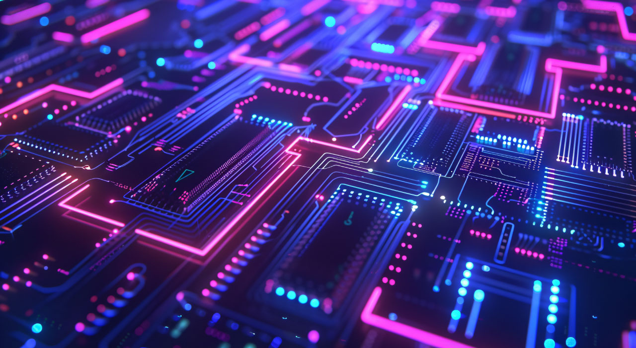 Blue and Purple technology processor circuit board background