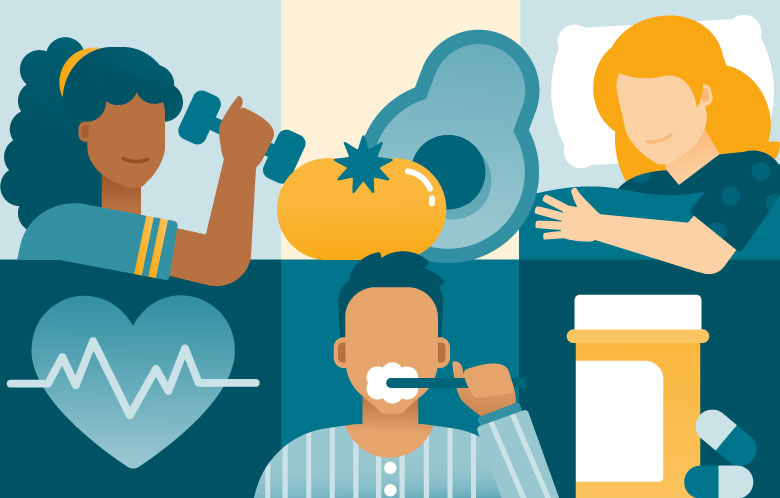 Illustration of healthy lifestyle activities