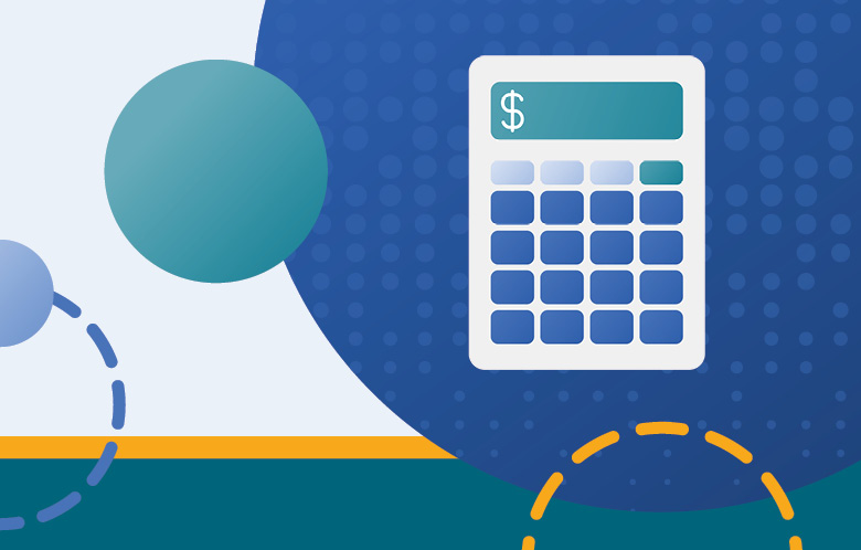 Illustration of calculator with circles
