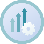 Illustration of increased productivity arrows and gear