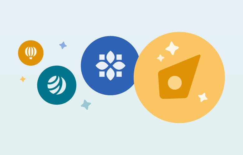 Illustration of navigation with logos: Explora, EBSCO Discovery Service, and EBSCOhost