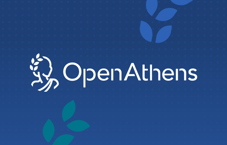 OpenAthens logo on a blue background with OpenAthens icons around it