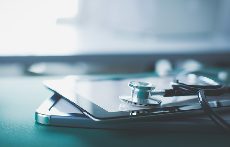 A stethoscope on a tablet