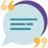 chat bubble with quotes icon