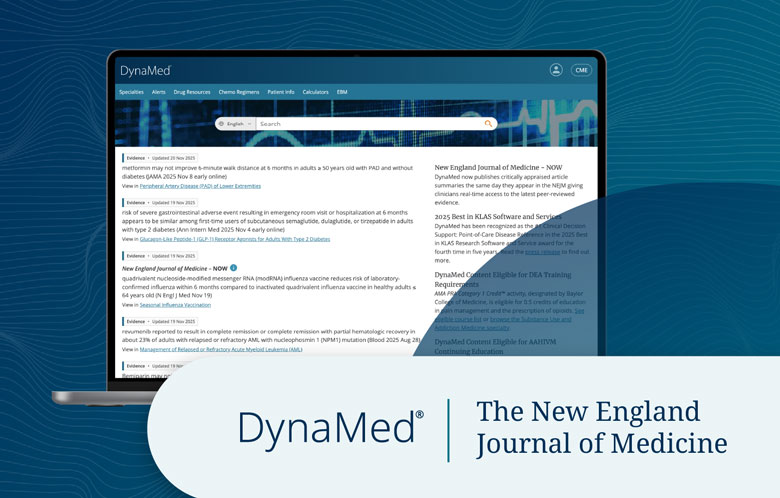 DynaMed The New Egland Journal of Medicine with screenshot of UI