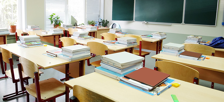 Interior of an empty high school class