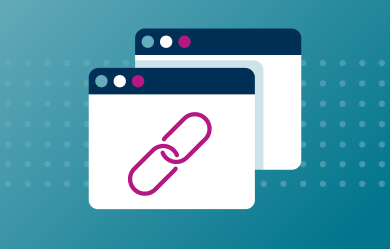 illustration of web browsers with link icon