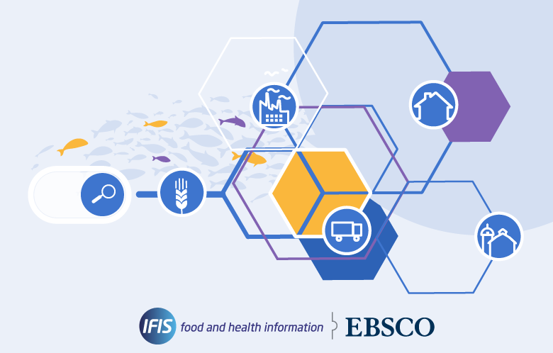 image of a search icon and colorful hexagons