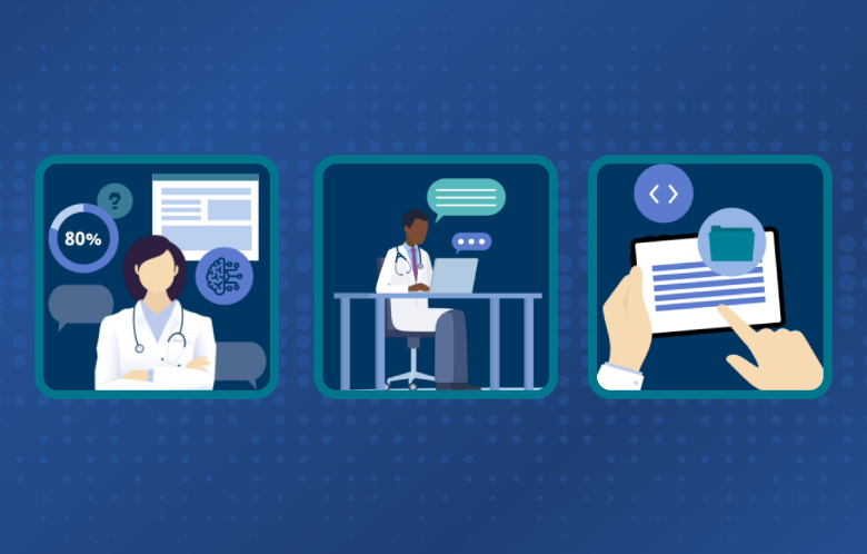 3 medical illustrations representing an infographic