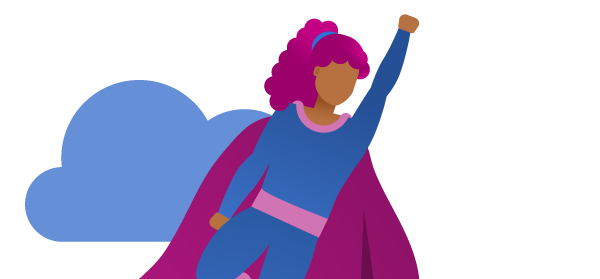 illustration of superhero flying through the sky