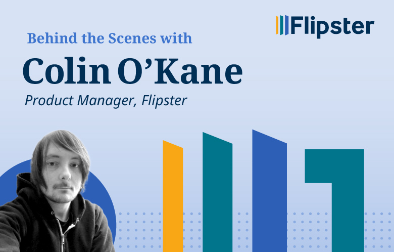 Photo of Colin O'Kane with elements from the Flipster logo 