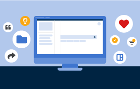 ilustracion de pantalla de ordenador con iconos de trabajo