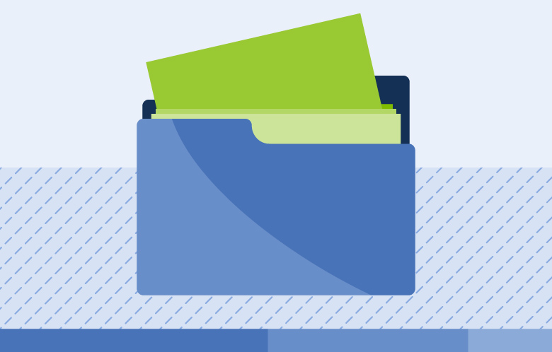 taking out report from a folder illustration