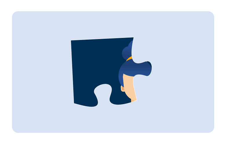 puzzle piece with part of an image of a girl reading an ebook on it