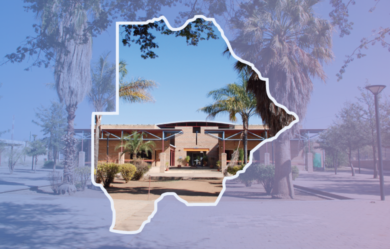 image of Botswana University with an overlay of the country outline