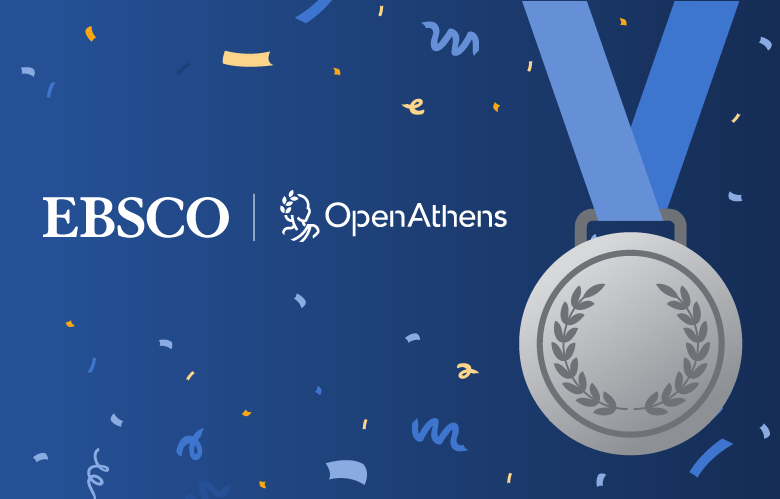 EBSCO/open Athens logo with platinum medal and confetti 