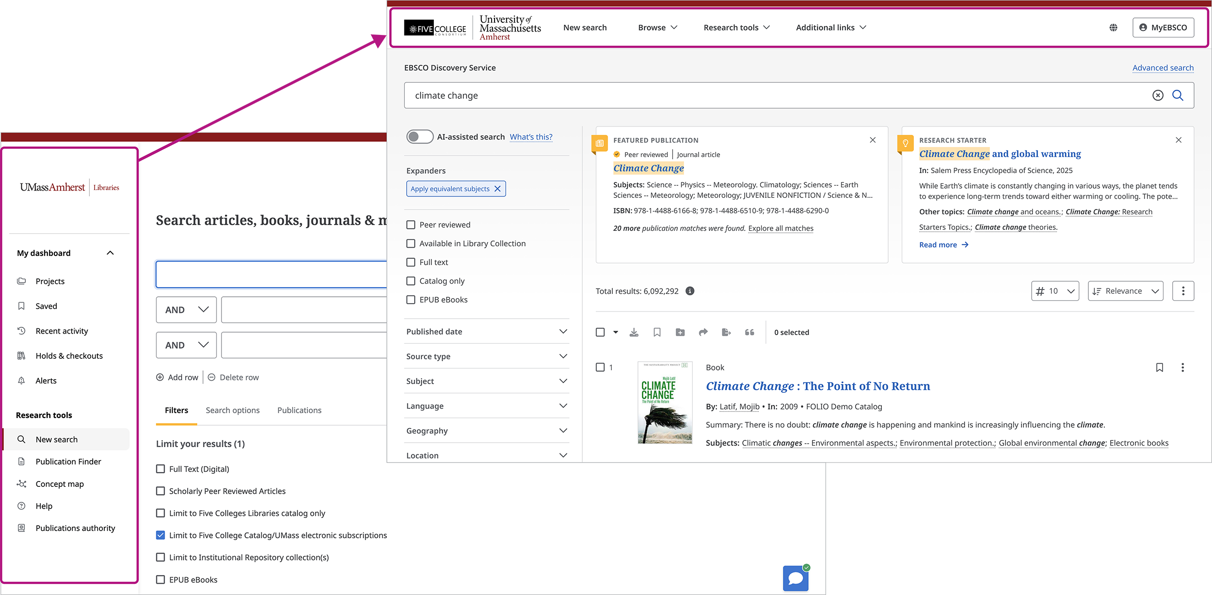 Navigation Updates for EBSCO Interfaces