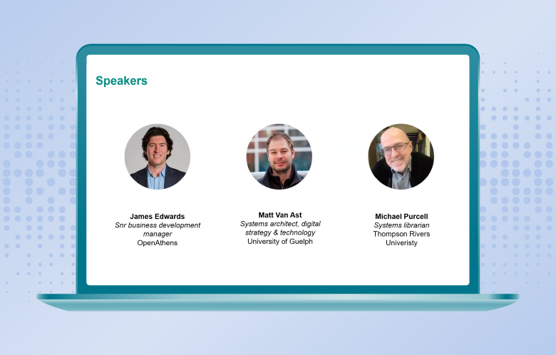 Screenshot of speakers of OpenAthens Mythbusting webinar