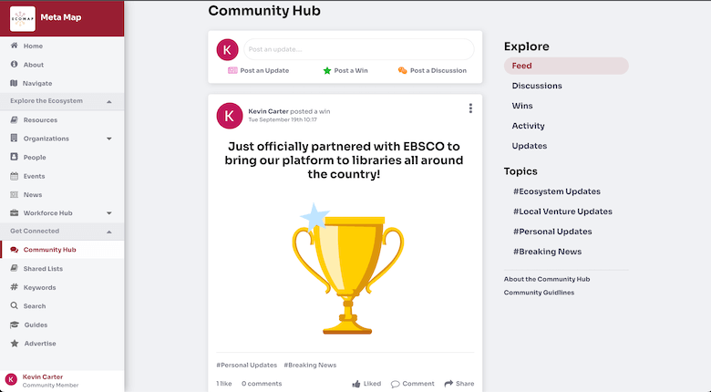 A screenshot of the EcoMap Community Hub